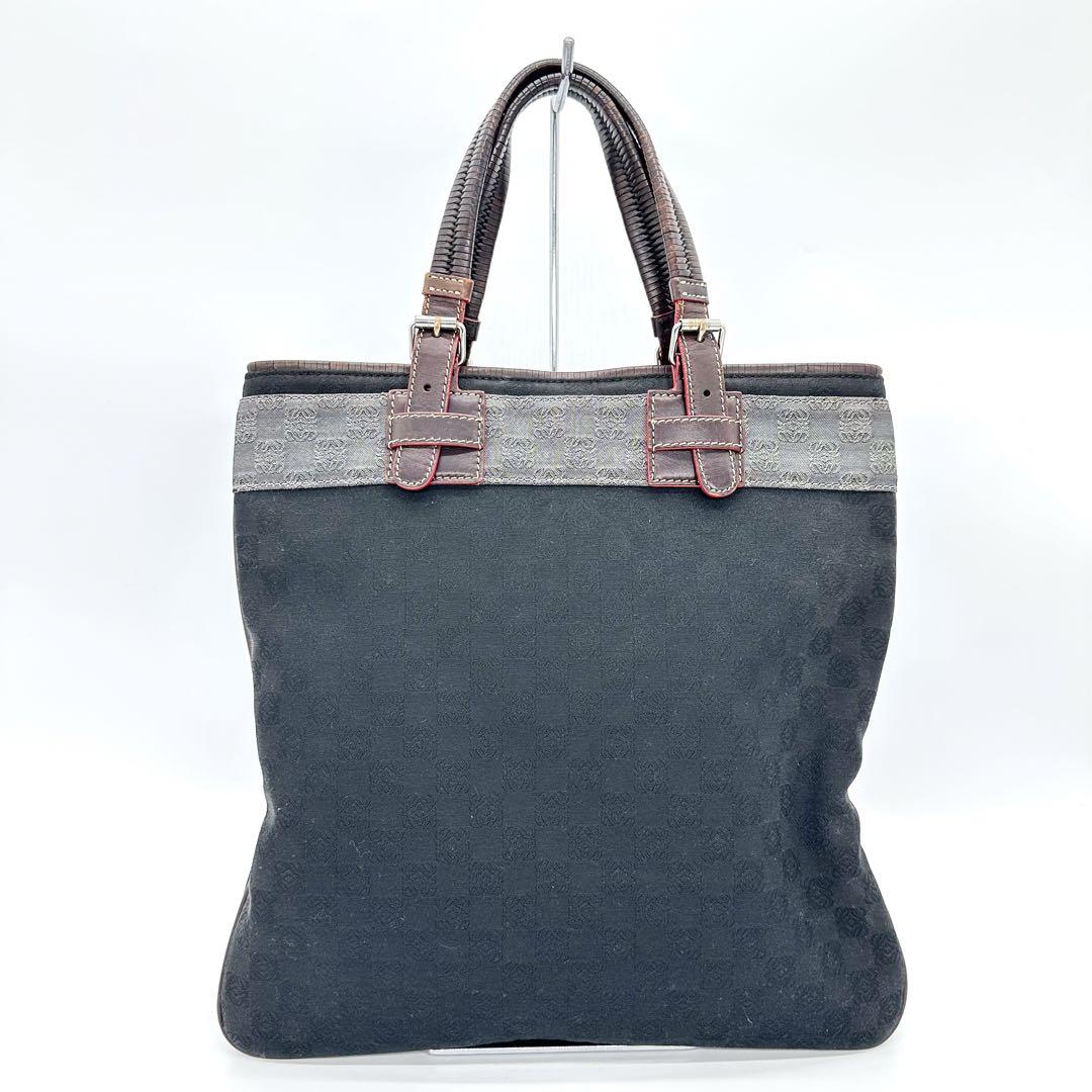 g00472 ロエベ LOEWE トートバッグ アナグラム レザー キャンバス 黒