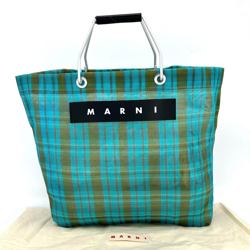 g00499 美品 マルニ MARNI ハンドバッグ フラワーカフェ グリーン