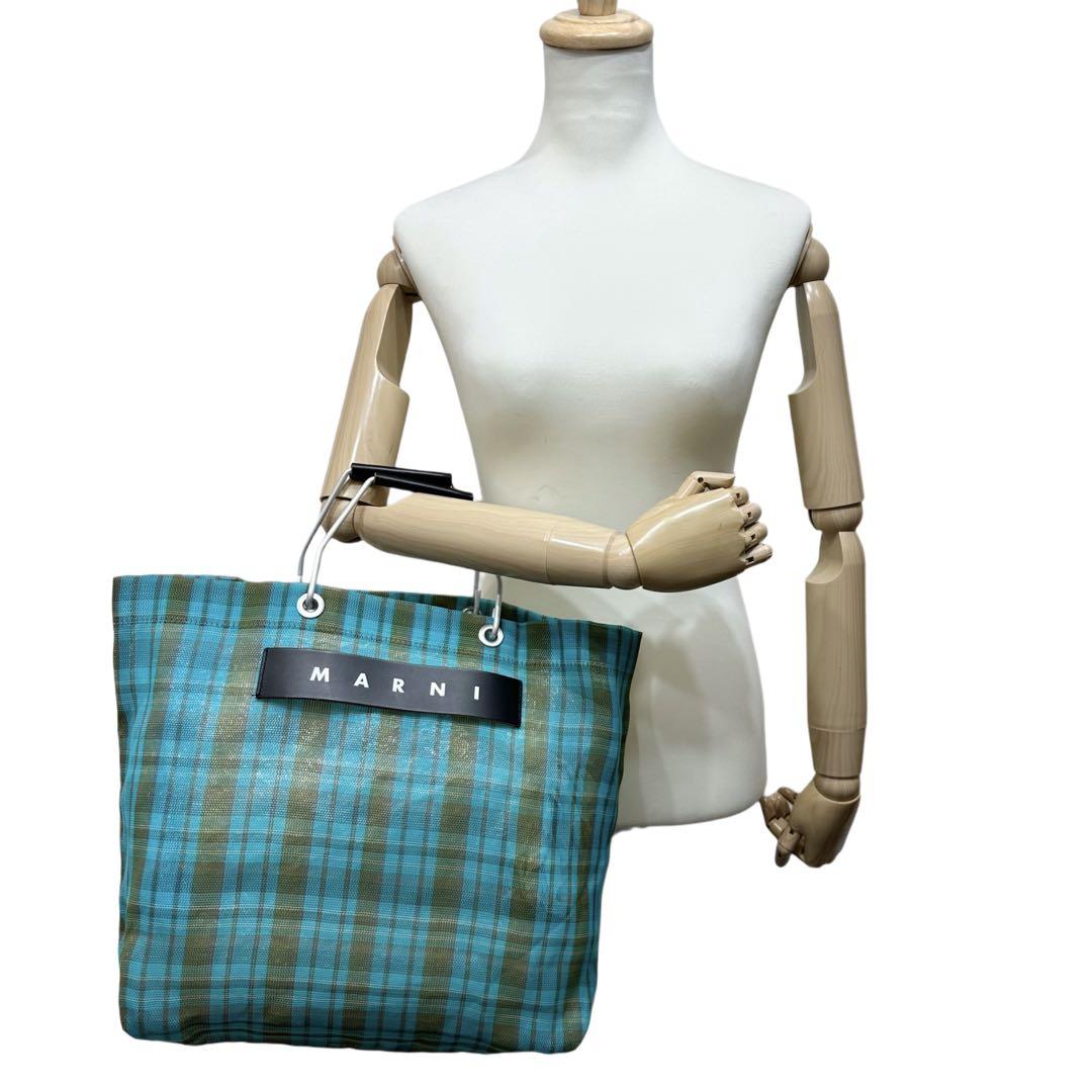 g00499 美品 マルニ MARNI ハンドバッグ フラワーカフェ グリーン