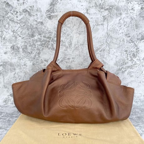 773165 美品 LOEWE ロエベ ナッパアイレ ハンドバッグ ブラウン ラメ