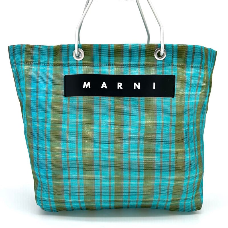g00499 美品 マルニ MARNI ハンドバッグ フラワーカフェ グリーン
