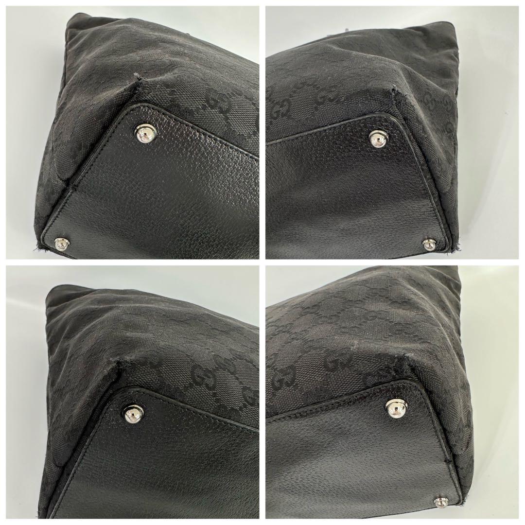 自00223 グッチ GUCCI トートバッグ レザー GGキャンバス ブラック 黒