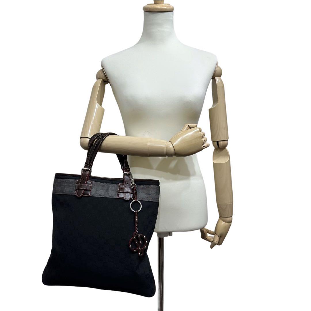 g00472 ロエベ LOEWE トートバッグ アナグラム レザー キャンバス 黒