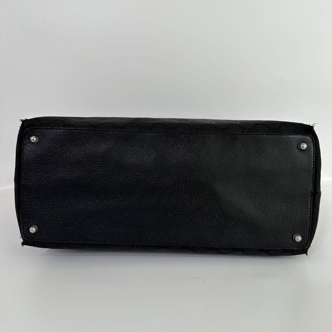 自00223 グッチ GUCCI トートバッグ レザー GGキャンバス ブラック 黒