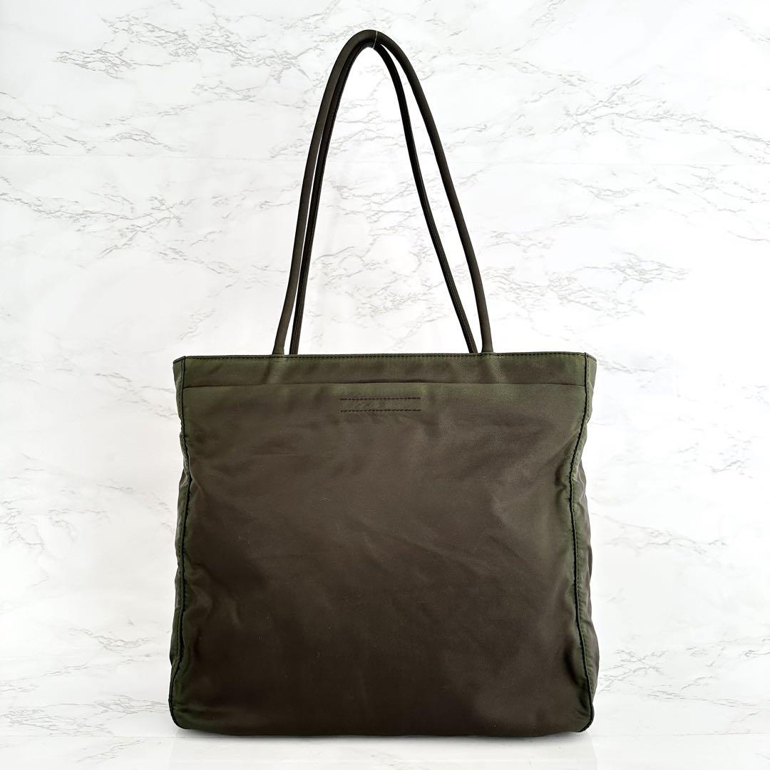 自00054 プラダ PRADA トートバッグ 三角ロゴプレート ナイロン モス