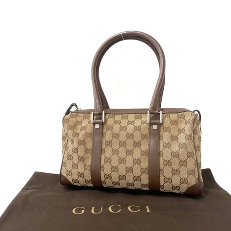 1056896 GUCCI グッチ ボストンバッグ ハンドバッグ GG柄 レザー キャンバス