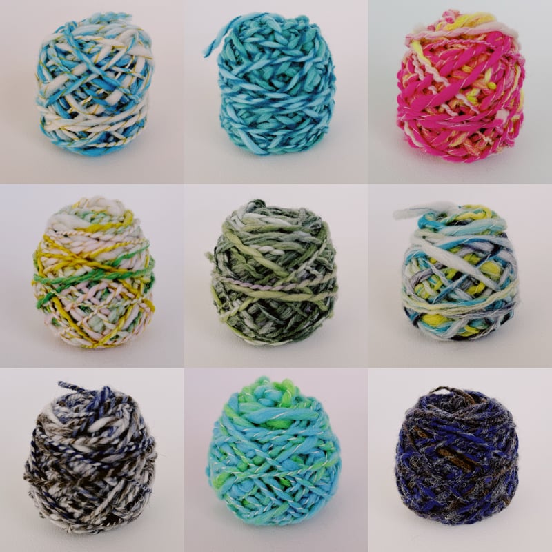 手紡ぎ糸】限定アソートパック9種(水) | 【手紡ぎ糸と編み物