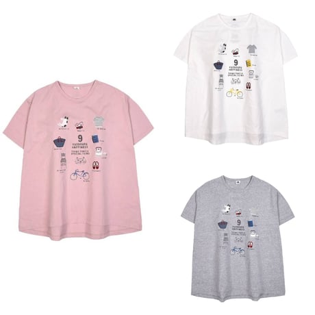 24-7133　天竺ニット　ラフサイズTシャツ　クスグルハピネス柄