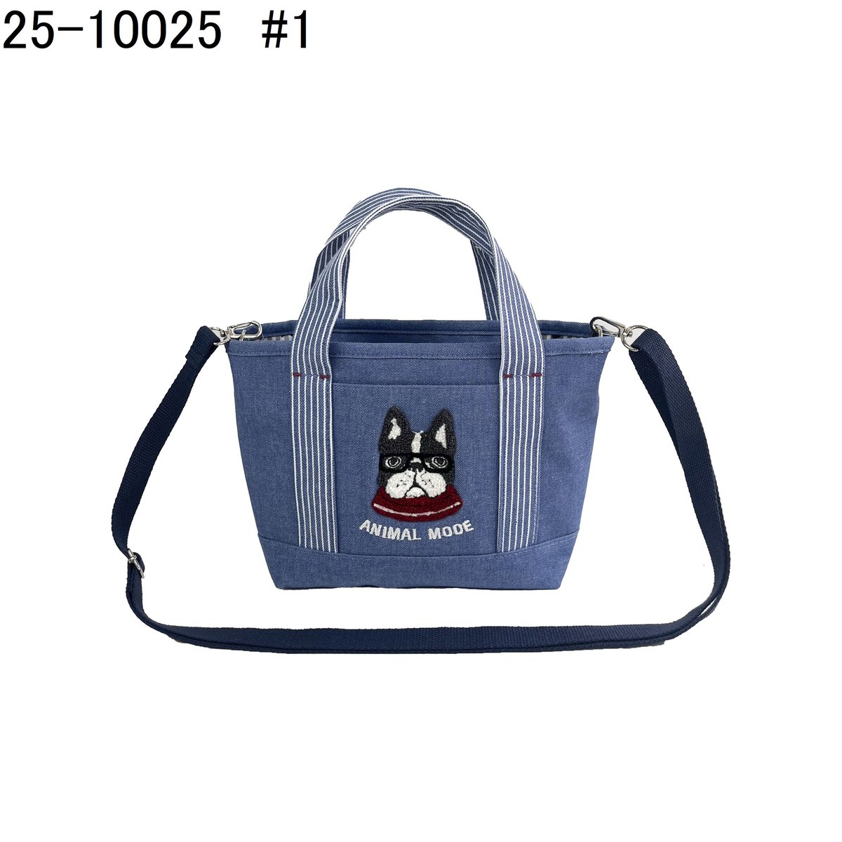 25-10025 パウロ 先染めデニム調＆ヒッコリー プチミニトート