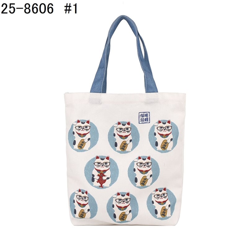 25-8606 キャンバストートバッグ 猫招き柄 | KUSUGURU STORE