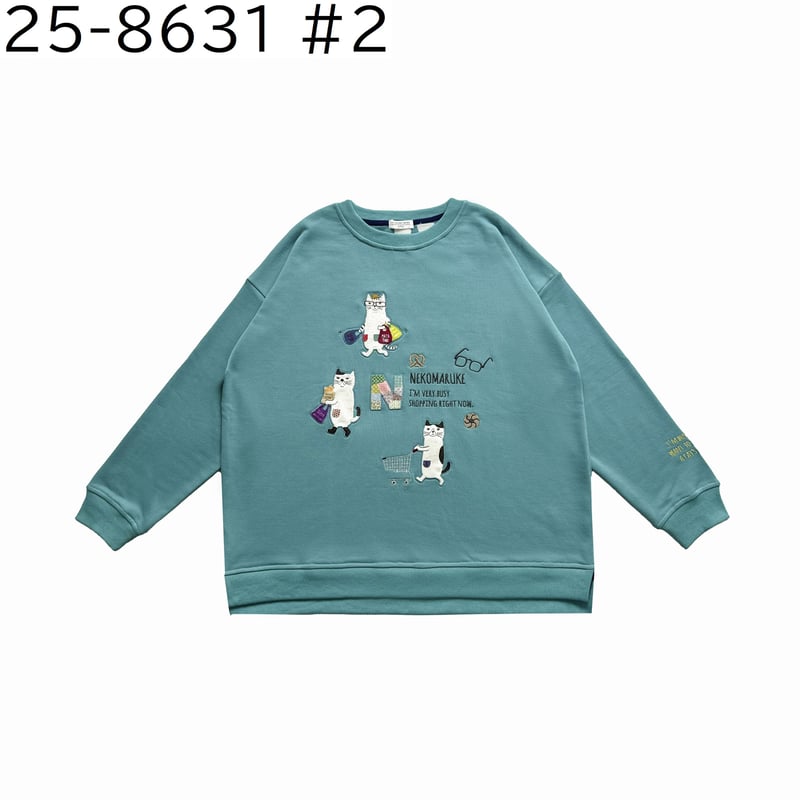 25-8631 ミニ裏毛トレーナー ネコまるけ柄 | KUSUGURU STORE