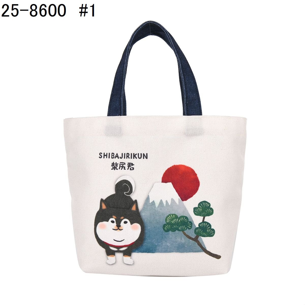 25-8600 キャンバスプチトートバッグ 柴尻君と富士山柄