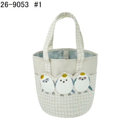 26-9053　シマエナガ鳥のしまぷうさん　バケツバッグ