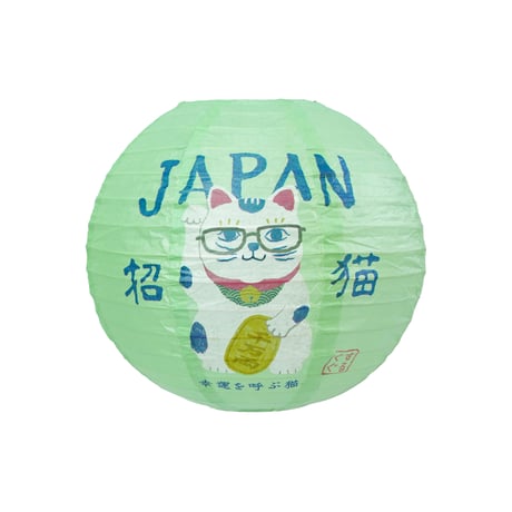 10011　ちょうちん　ライト付き　猫招き柄