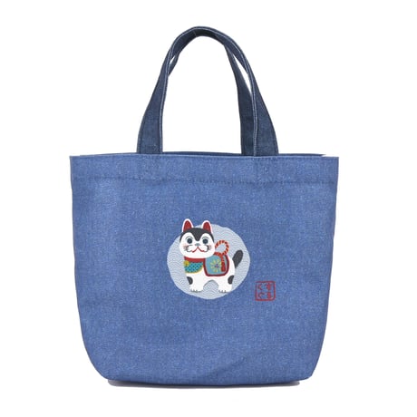 25-8602　キャンバスプチトートバッグ　狛犬張り子柄