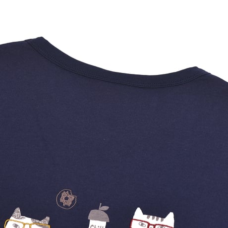 24-7128　天竺ニット　ラフサイズTシャツ　ネコまるけ柄