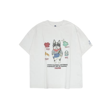 26-9130　クスグルキャラクター　接触冷感オフホワイト・Tシャツ　パウロ柄