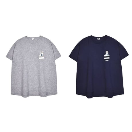 24-7128　天竺ニット　ラフサイズTシャツ　ネコまるけ柄