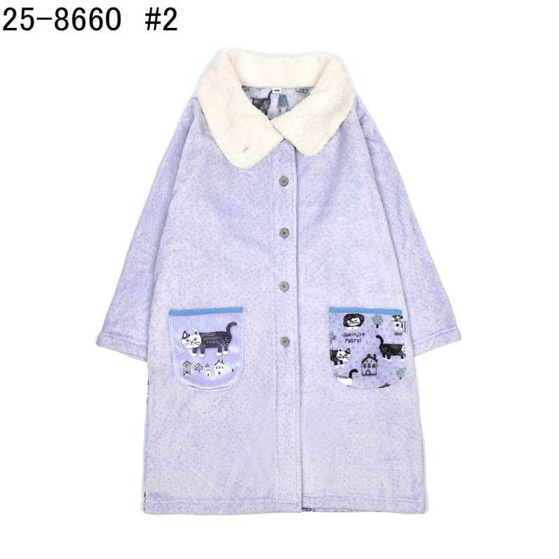 25-8660 モケモケットサンゴマイヤー 前あきワンピース マチルダさん柄