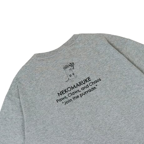 26-9131　クスグルキャラクター　アップリケ＆刺繍Tシャツ　ラフサイズ　ネコまるけ柄