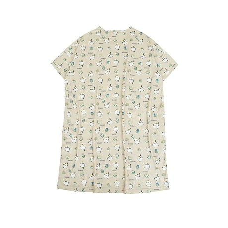 26-9099　天竺ニットのルームウェア　ルームワンピースTシャツ　しまぷうプリントの柄