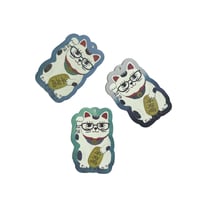25-8715　メッセージカード・ちょこタグ　眼鏡猫招き