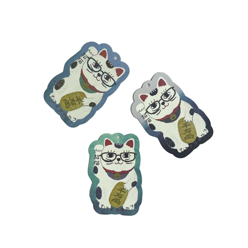 25-8715 メッセージカード・ちょこタグ 眼鏡猫招き | KUSUGURU STORE