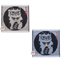 25-8123　ふわふわタオルハンカチ　猫招き柄