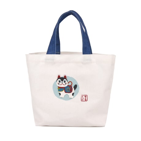 25-8602　キャンバスプチトートバッグ　狛犬張り子柄