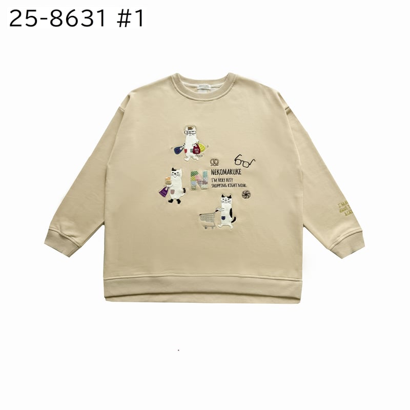 25-8631 ミニ裏毛トレーナー ネコまるけ柄 | KUSUGURU STORE