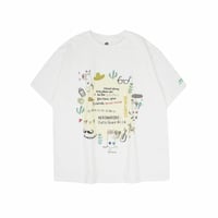 26-9128　クスグルキャラクター　接触冷感オフホワイト・Tシャツ　ネコまるけ柄