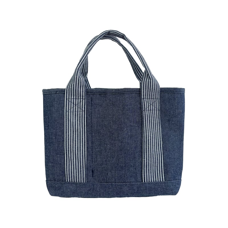 25-10026 パウロ 先染めデニム調＆ヒッコリー 仕切りトートバッグS