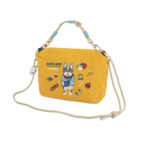 26-9140　クスグルキャラクター　撥水加工刺繡ワッシャーバッグ　パラコードポシェット　アニマルモード柄