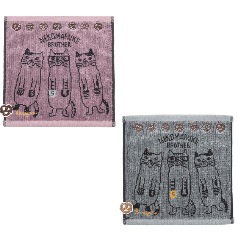 25-8119 ふわふわタオルハンカチ ネコまるけ柄 | KUSUGURU STORE