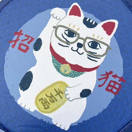 25-8277　くるりんうちわ　猫招き柄