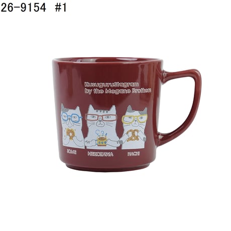 26-9154　ぽってりマグカップ　ネコまるけ柄