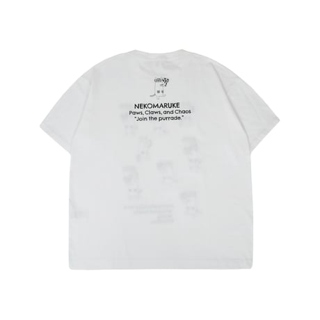 26-9131　クスグルキャラクター　アップリケ＆刺繍Tシャツ　ラフサイズ　ネコまるけ柄