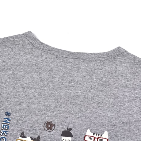 24-7128　天竺ニット　ラフサイズTシャツ　ネコまるけ柄