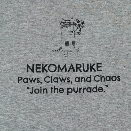 26-9131　クスグルキャラクター　アップリケ＆刺繍Tシャツ　ラフサイズ　ネコまるけ柄