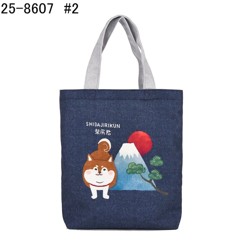 25-8607 キャンバストートバッグ 柴尻君と富士山柄 | KUSUGURU STORE