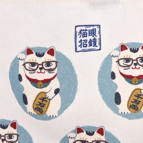 25-8606　キャンバストートバッグ　猫招き柄