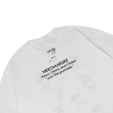 26-9131　クスグルキャラクター　アップリケ＆刺繍Tシャツ　ラフサイズ　ネコまるけ柄