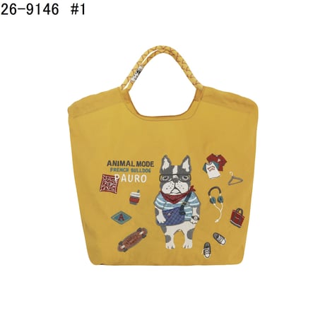26-9146　クスグルキャラクター　撥水加工刺繍ワッシャーバッグ　パラコードバッグ　アニマルモード柄