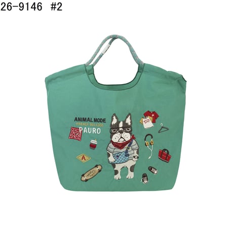 26-9146　クスグルキャラクター　撥水加工刺繍ワッシャーバッグ　パラコードバッグ　アニマルモード柄