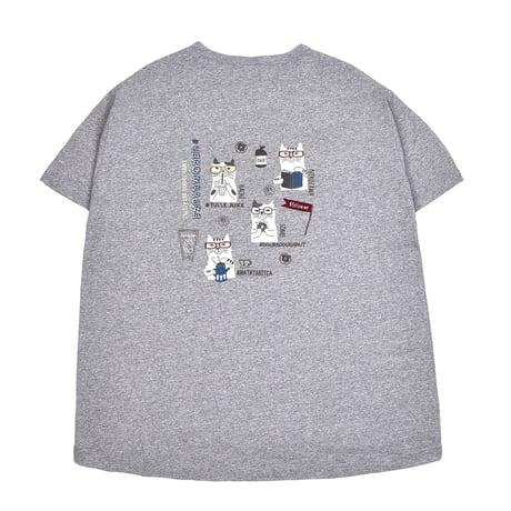 24-7128　天竺ニット　ラフサイズTシャツ　ネコまるけ柄