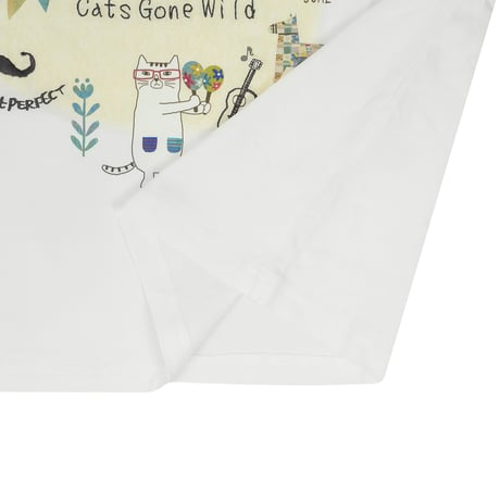 26-9128　クスグルキャラクター　接触冷感オフホワイト・Tシャツ　ネコまるけ柄