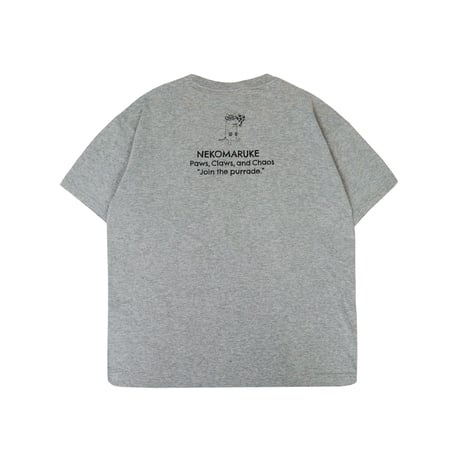 26-9131　クスグルキャラクター　アップリケ＆刺繍Tシャツ　ラフサイズ　ネコまるけ柄