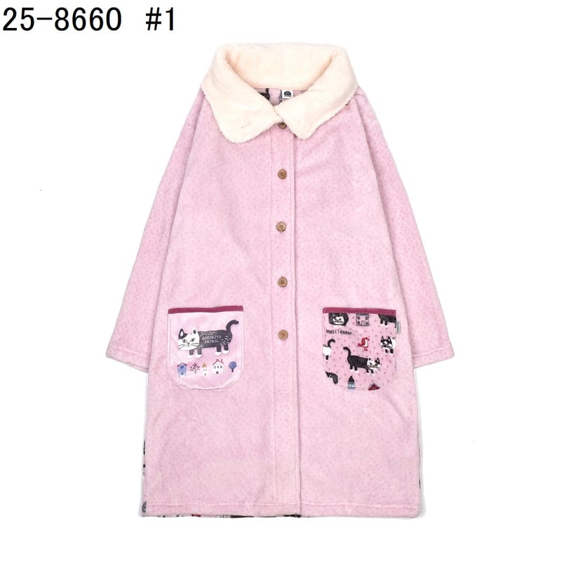 25-8660 モケモケットサンゴマイヤー 前あきワンピース マチルダさん柄