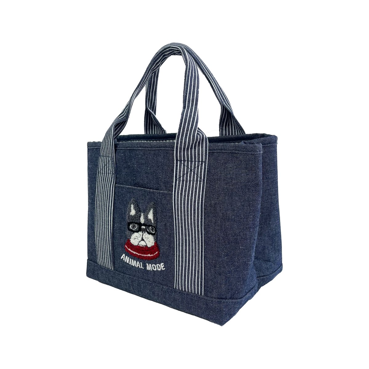 ミニチュア・切り替えトートバッグ♪ 25-10026 パウロ 先染めデニム調＆ヒッコリー 仕切りトートバッグS