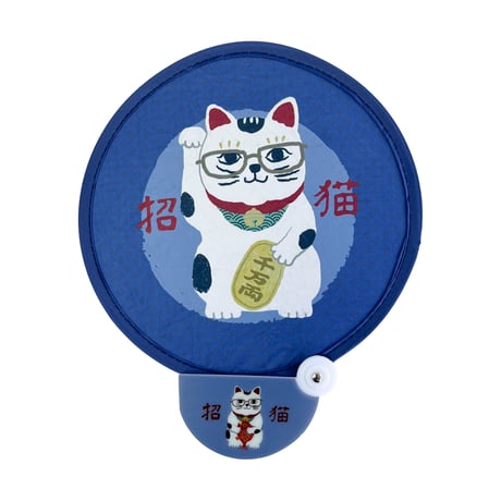 25-8277　くるりんうちわ　猫招き柄